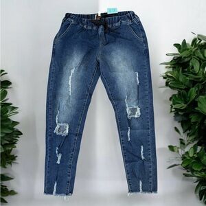 Hayden NWT Elastic Waist Distressed Jeans Large